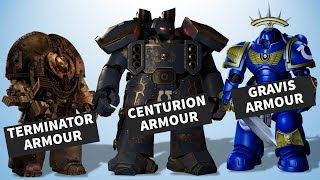 Astartes Armour Comparison Terminator vs Centurion vs Aggressor Gravis Warhammer 40K [upl. by Hough470]