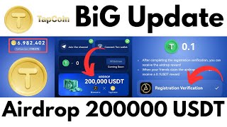 TapCoin  BiG Update  Airdrop 200000 USDT  Complete Verification  Claim Airdrop  AFY Info [upl. by Goldia]