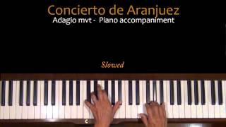 Rodrigo Concierto de Aranjuez Adagio Piano Accompaniment Tutorial SLOW [upl. by Henebry]