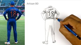 Drawing of Virat Kohli  pencil sketch Virat Kohli cricket player from India [upl. by Anneh]