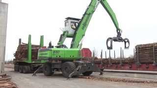 SENNEBOGEN  Timber Handling 830 Mobile Trailer machine in timber logistics Germany [upl. by Colyer]