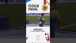 Javelin Throw Gold Medalist Navdeep Paralympic indianolympicassociation goldmedal olympics medal [upl. by Sheila703]