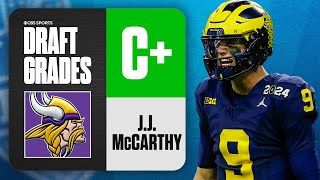 2024 NFL Draft Grades Vikings select JJ McCarthy No 10 Overall  CBS Sports [upl. by Oeniri]