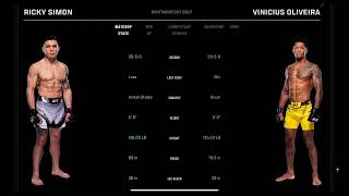 Ricky Simon vs Vinicius Oliveira Prediction ufc303 rickysimon viniciusoliveira [upl. by Anayd894]