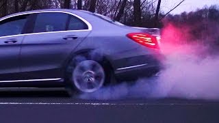 Mercedes C220 CDI W205 in Action Acceleration Onboard Kickdown Burnout Slides Sound Autobahn Review [upl. by Annaear622]