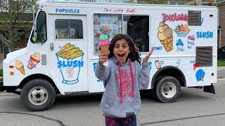 Deema buy ice Cream from a real ice Cream truck family fun vlog [upl. by Airednaxela]