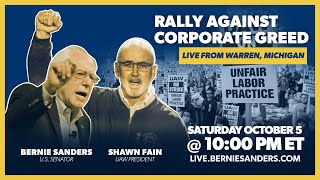 Rally Against Corporate Greed with Bernie Sanders and Shawn Fain LIVE at 10AM ET [upl. by Nayr]