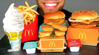 ASMR MCDONALDS ICE CREAM CONE CHEESY QUARTER POUNDER CHICKEN NUGGETS FRIES FISH FILLET BIG BITES [upl. by Ycnan]