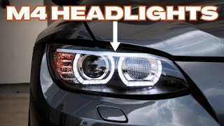 Modernize Your BMW E92 How To Retrofit M4Style Headlights with DTM Halos  328i 335i M3 Guide [upl. by Rhtaeh]