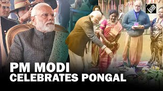 PM Modi attends Pongal celebrations at the residence of MoS L Murugan in Delhi [upl. by Eleonora]