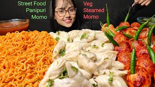 Eating Noodles Momo Golgappe  Indian Street Food  Big Bites  Mukbang  Asmr Eating  Panipuri [upl. by Windzer]