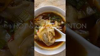 Easy VEGAN Hot amp Sour Wonton Soup This soup is comforting tasty and easy 🌱 food plantbased [upl. by Lesnah]