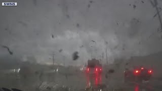 Dashcam video shows driver caught in middle of Tennessee tornado [upl. by Dnaloy]