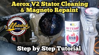 Aerox V2 Stator Cleaning amp Magneto Repaint Step by Step Tutorial [upl. by Adlin]