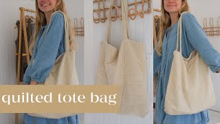 How To Make A Quilted Tote Bag  Beginner Sewing Tutorial  Reversible Tote Bag [upl. by Luamaj376]