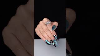 These blue amp silver droplet nails are giving major vibes pressonnails nails glowupnails nailart [upl. by Susejedairam341]