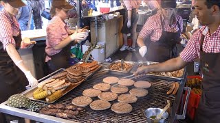 Burgers Hot Dogs Sausages on Huge Grills Great BBQ Seen in Italy [upl. by Cobbie]