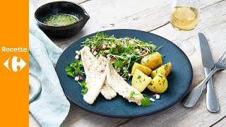 Filets de sole meunière pommes de terre persillées et salade épicée [upl. by Beaufert]