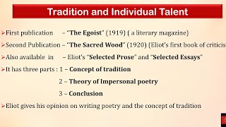 Tradition and The Individual Talent  T S Eliot  Summary in Tamil [upl. by Yemaj91]