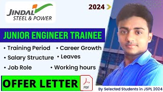 JINDAL STEEL amp POWER Junior Engineer Trainee 2024। Salary Facilities Training Period Growth । [upl. by Theron]