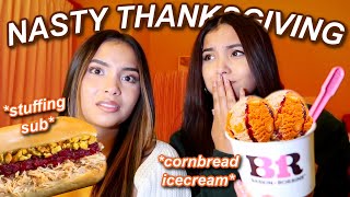 TRYING WEIRD THANKSGIVING FOODS GROSS [upl. by Adnihc]