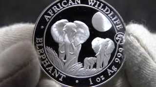 2014 Somalia Silver Elephant 1oz  Horse Privy  Watch in 4K [upl. by Netsrik]