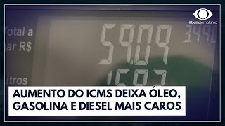 Gasolina diesel e gás de cozinha ficam mais caros com aumento do ICMS  Jornal da Band [upl. by Valsimot]