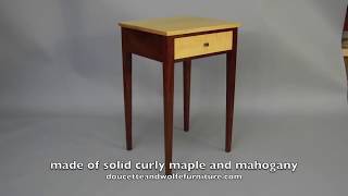 Custom End Table handmade of Tiger Maple and Mahogany by Doucette and Wolfe Furniture Makers [upl. by Ekaj38]