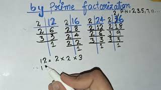 Hcf of 12 16 24 36  by prime factorization  in UrduHindi [upl. by Lila]