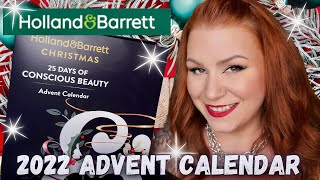 FULL UNBOXING HOLLAND amp BARRETT 2022 ADVENT CALENDAR  BEST CLEAN BEAUTY CALENDAR UNDER £60 [upl. by Yerhcaz]