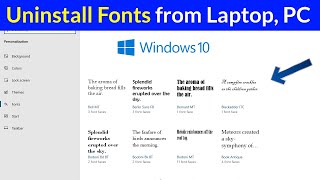 How to Uninstall Fonts from Windows 10 [upl. by Femi734]