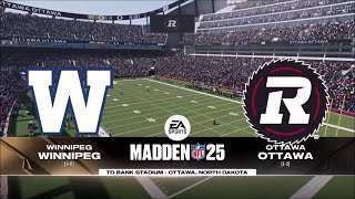 Madden 25 CFL Winnipeg Blue Bombers vs Ottawa REDBLACKS [upl. by Ashjian]