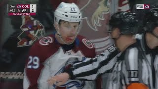 Nathan MacKinnon Becomes Unhinged After Taking Highstick From Dysin Mayo Avalanche Feed [upl. by Noskcire807]