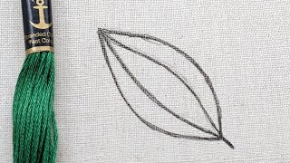 VERY EASY LEAF EMBROIDERY DESIGN FOR BEGINNERS CRETAN STITCH LEAF [upl. by Daniels]