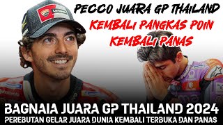 Bagnaia juara Motogp Thailand 2024 perebutan juara dunia kembali panas – Berita Motogp [upl. by Crosby756]