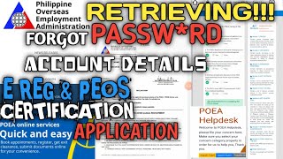 HOW TO RETRIEVE FORGOT EMAIL amp EREG NO  PEOS AND E REG ONLINE SERVICES APPLICATION CERTIFICATION [upl. by Wilkie]