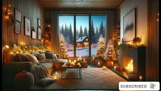 ❄️ Snowy Sanctuary ❄️ Cozy Living Room with Cat and Fireplace🔥 [upl. by Vanda]