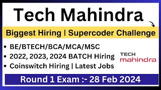 Tech Mahindra Biggest Hiring 2022 2023  Supercoder Challenge  Coinswitch Hiring 2024 BATCH [upl. by Karyl327]