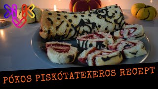 Pókos piskótatekercs recept  Halloween süti  DIY halloween buli ötlet [upl. by Tanya]