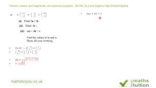 Vectors scalars and magnitude simultaneous equation iGCSE High School Algebra [upl. by Kevon661]