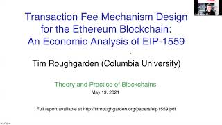 Transaction Fee Mechanism Design for the Ethereum Blockchain An Economic Analysis of EIP1559 [upl. by Janeva]