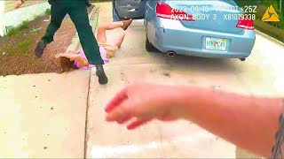 Woman Nearly Runs Over Police amp Totals Her Car  cops USA bodycam [upl. by Guimar]