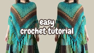 poncho crochet tutorial absolute beginner friendly [upl. by Tews216]