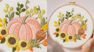 pumpkinEmbroidery tutorialPDF patternBeginner friendly [upl. by Dhu686]