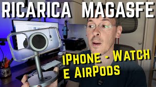 BASE RICARICA 3 in 1 MAGSAFE per Apple con DESIGN MINIMAL iPhone  Watch  AirPods [upl. by Ecargyram]