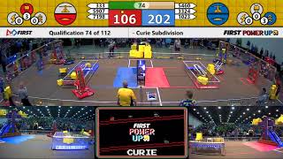 Qual 74  2018 FIRST Championship  Detroit  Curie Subdivision [upl. by Nolte]