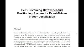 Self Sustaining Ultrawideband Positioning System for Event Driven Indoor Localization [upl. by Weber746]