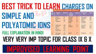 BEST TRICK TO LEARN CHARGES ON IONS  IONS amp CHARGE  NCERT SCIENCE CHAPTER 3 TABLE 36  9 CLASS [upl. by Hcirdla]