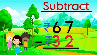 Subtraction of Rupees and Paise  rupees and paise  subtraction [upl. by Dovev669]