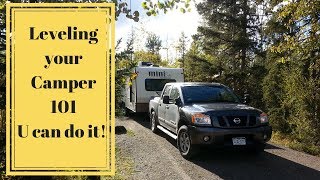 Leveling a camper trailer 101 Very basic example Forest River Rockwood Mini Lite 2109s [upl. by Gudren]